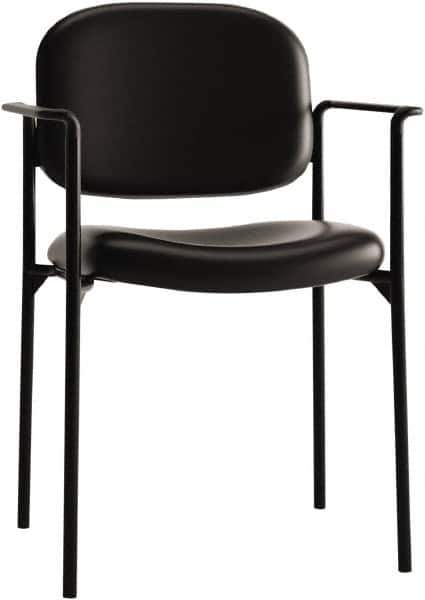 Basyx - Leather Black Stacking Chair - Black Frame, 23-1/4" Wide x 21" Deep x 32-3/4" High - Industrial Tool & Supply