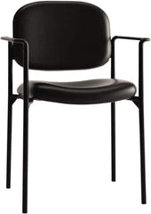 Basyx - Leather Black Stacking Chair - Black Frame, 23-1/4" Wide x 21" Deep x 32-3/4" High - Industrial Tool & Supply