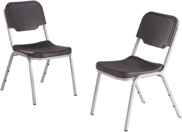 ICEBERG - Blow-Molded High-Density Polyethylene Charcoal Stacking Chair - Silver Frame, 17-1/2" Wide x 22-3/4" Deep x 32-1/4" High - Industrial Tool & Supply