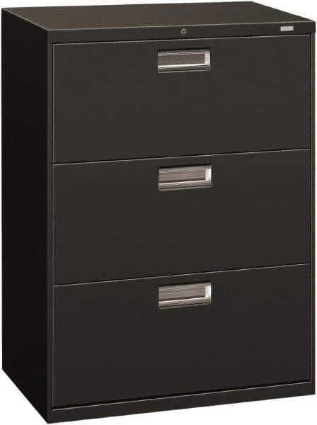 Hon - 30" Wide x 40.88" High x 19-1/4" Deep, 3 Drawer Roll-Out - Steel, Charcoal - Industrial Tool & Supply