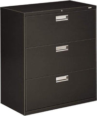 Hon - 36" Wide x 40.88" High x 19-1/4" Deep, 3 Drawer Lateral File - Steel, Charcoal - Industrial Tool & Supply