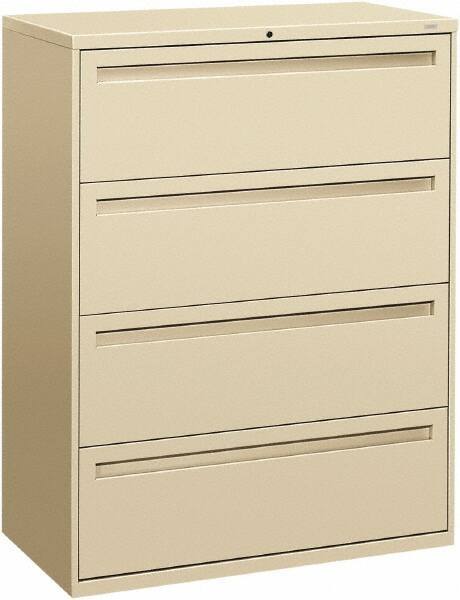 Hon - 42" Wide x 53-1/4" High x 19-1/4" Deep, 4 Drawer Lateral File - Steel, Putty - Industrial Tool & Supply