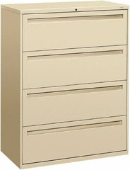 Hon - 42" Wide x 53-1/4" High x 19-1/4" Deep, 4 Drawer Lateral File - Steel, Putty - Industrial Tool & Supply