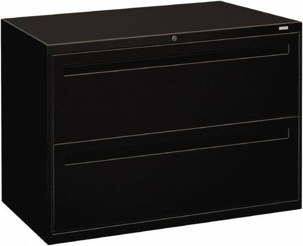 Hon - 42" Wide x 28.38" High x 19-1/4" Deep, 2 Drawer Lateral File - Steel, Black - Industrial Tool & Supply