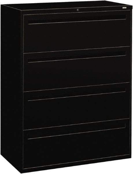 Hon - 42" Wide x 53-1/4" High x 19-1/4" Deep, 4 Drawer Lateral File - Steel, Black - Industrial Tool & Supply