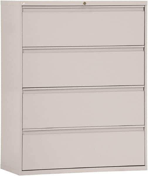 ALERA - 42" Wide x 53-1/4" High x 19-1/4" Deep, 4 Drawer Lateral File - Steel, Light Gray - Industrial Tool & Supply