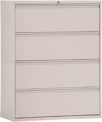 ALERA - 42" Wide x 53-1/4" High x 19-1/4" Deep, 4 Drawer Lateral File - Steel, Light Gray - Industrial Tool & Supply