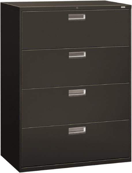 Hon - 42" Wide x 53-1/4" High x 19-1/4" Deep, 4 Drawer Lateral File - Steel, Charcoal - Industrial Tool & Supply