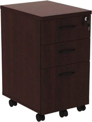 ALERA - 15.88" Wide x 28.38" High x 20-1/2" Deep, 3 Drawer Pedestal - Woodgrain Laminate, Mahogany - Industrial Tool & Supply