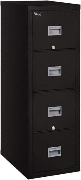 FireKing - 17-3/4" Wide x 52-3/4" High x 25" Deep, 4 Drawer Pedestal - Steel, Black - Industrial Tool & Supply