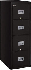 FireKing - 17-3/4" Wide x 52-3/4" High x 25" Deep, 4 Drawer Pedestal - Steel, Black - Industrial Tool & Supply