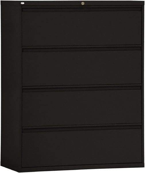 ALERA - 42" Wide x 53-1/4" High x 19-1/4" Deep, 4 Drawer Lateral File - Steel, Black - Industrial Tool & Supply