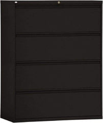 ALERA - 42" Wide x 53-1/4" High x 19-1/4" Deep, 4 Drawer Lateral File - Steel, Black - Industrial Tool & Supply