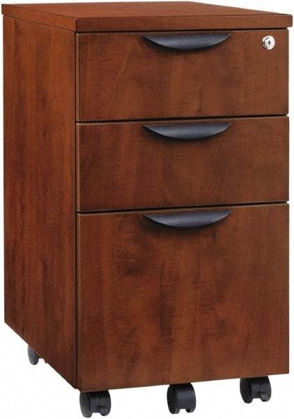ALERA - 15.88" Wide x 28.38" High x 20-1/2" Deep, 3 Drawer Pedestal - Woodgrain Laminate, Medium Cherry - Industrial Tool & Supply