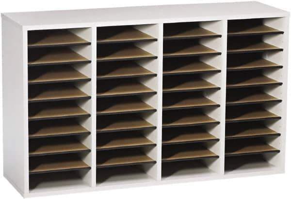 Safco - 39-1/4" Wide x 24" High x 11-3/4" Deep Laminated Compressed Wood Document Organizer - 36 Compartments, Gray, 9" Wide x 2-1/4" High x 11-1/2" Deep Compartment - Industrial Tool & Supply