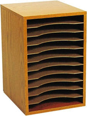 Safco - 10-3/4" Wide x 16" High x 12" Deep Fiberboard, Hardboard & Laminated Compressed Wood Document Organizer - 11 Compartments, Medium Oak, 9-1/2" Wide x 1-1/4" High x 11-5/8" Deep Compartment - Industrial Tool & Supply