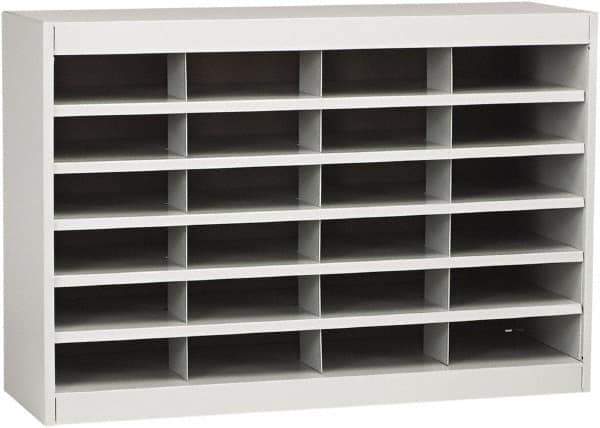 Safco - 37-1/2" Wide x 25-3/4" High x 12-3/4" Deep Fiberboard & Steel Document Organizer - 24 Compartments, Gray, 9" Wide x 3" High x 12-1/4" Deep Compartment - Industrial Tool & Supply