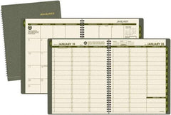 AT-A-GLANCE - 32 Sheet, 8-1/4 x 10-7/8", Weekly/Monthly Planner - Green - Industrial Tool & Supply