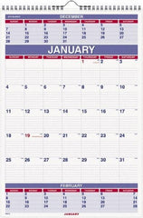 AT-A-GLANCE - 12 Sheet, 8-3/4 x 10", Wall Calendar - White - Industrial Tool & Supply