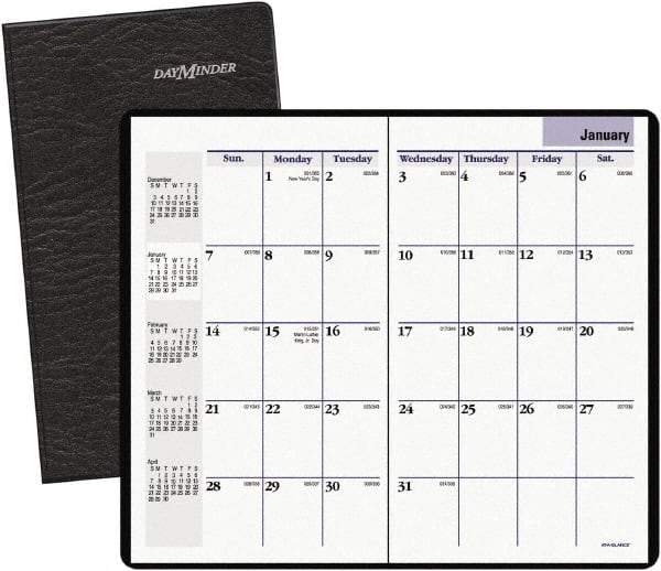 DayMinder - 24 Sheet, 8-1/8 x 10-7/8", Monthly Planner - Black - Industrial Tool & Supply