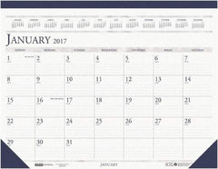 House of Doolittle - 12 Sheet, 8-1/2 x 11", Desk Pad Calendar - White & Blue - Industrial Tool & Supply