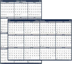 House of Doolittle - 1 Sheet, 48 x 32", Erasable Wall Planner - Blue & Gray - Industrial Tool & Supply
