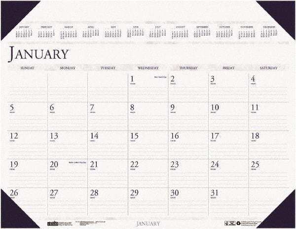 House of Doolittle - 12 Sheet, 3-3/4 x 6", Desk Pad Calendar - Blue - Industrial Tool & Supply