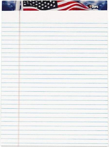 TOPS - 50 Sheet, 8-1/2 x 11", Legal/Wide (Style) Writing Pad - Red, White & Blue - Industrial Tool & Supply