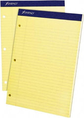 AMPAD - 100 Sheet, 8-1/2 x 11", Legal/Wide (Style) Legal Pad - Canary - Industrial Tool & Supply