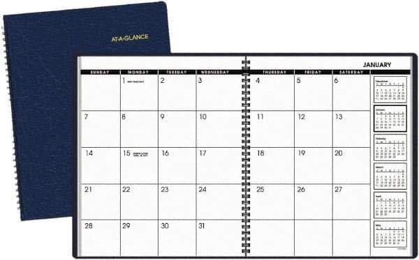 AT-A-GLANCE - 24 Sheet, 9 x 11", 15 Month Planner - Navy - Industrial Tool & Supply