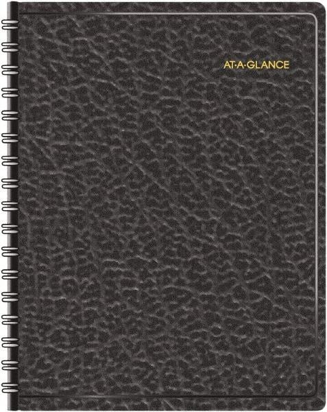 AT-A-GLANCE - 365 Sheet, 8-1/2 x 11", Appointment Book - Black - Industrial Tool & Supply