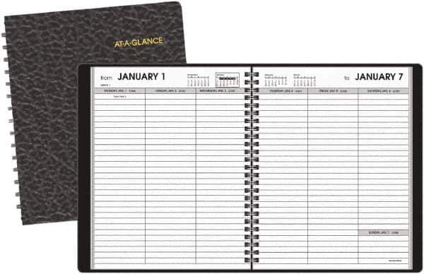 AT-A-GLANCE - 26 Sheet, 5 x 8", Weekly Planner - Black - Industrial Tool & Supply