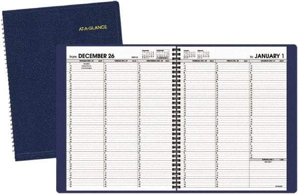 AT-A-GLANCE - 128 Sheet, 8-1/4 x 10-7/8", Weekly Planner - Navy - Industrial Tool & Supply