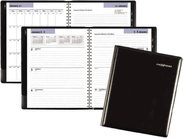 DayMinder - 26 Sheet, 6-7/8 x 8-3/4", Weekly/Monthly Planner - Black - Industrial Tool & Supply