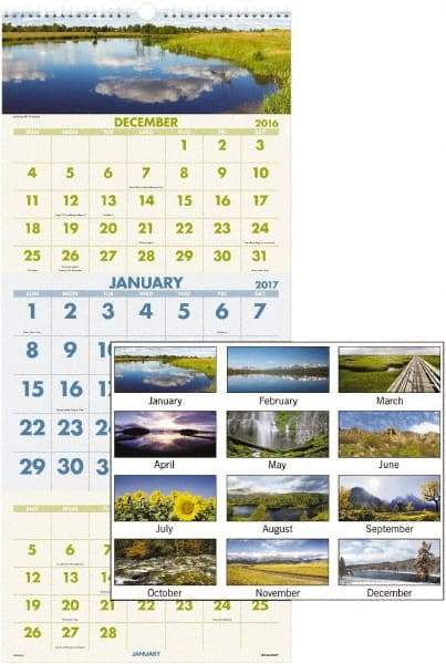 AT-A-GLANCE - 12 Sheet, 12 x 27", Wall Calendar - Industrial Tool & Supply