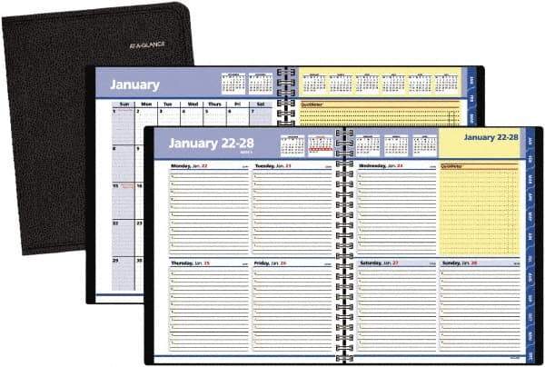 AT-A-GLANCE - 38 Sheet, 8 x 9-7/8", Weekly/Monthly Planner - Black - Industrial Tool & Supply