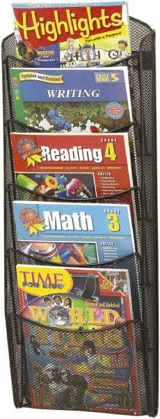 Safco - 10-1/4" Wide x 3-1/2" Deep x 28-21/64" High, 5 Compartments, Mesh Literature Holder - Black, 9-1/8" Compartment Width x 3/4" Compartment Depth x 10-7/8" Compartment Height - Industrial Tool & Supply