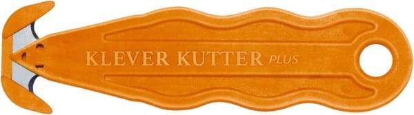 Klever Innovations - Recessed/Hook Blade Safety Cutter - 1-1/4" Carbon Steel Blade, Orange Nylon Handle, 1 Blade Included - Industrial Tool & Supply