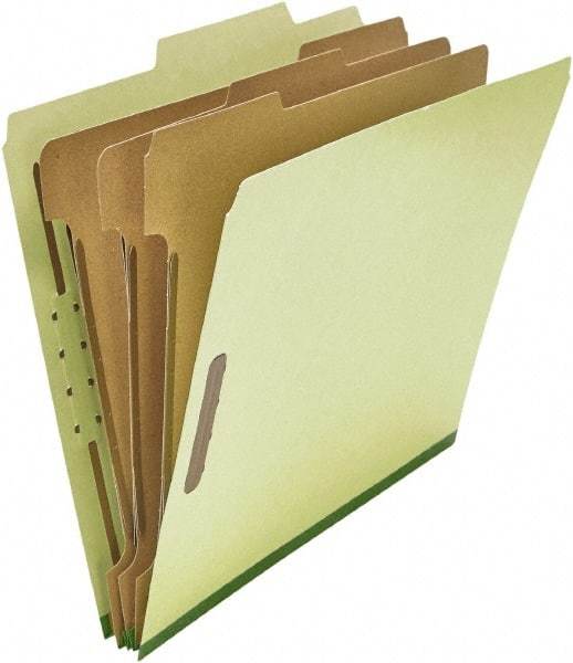 UNIVERSAL - 8-1/2 x 11", Letter Size, Green, Classification Folders with Top Tab Fastener - 25 Point Stock, Right of Center Tab Cut Location - Industrial Tool & Supply