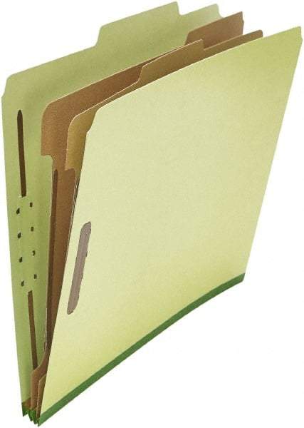 UNIVERSAL - 8-1/2 x 11", Letter Size, Green, Classification Folders with Top Tab Fastener - 25 Point Stock, Right of Center Tab Cut Location - Industrial Tool & Supply