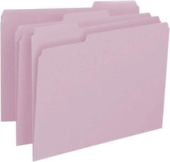 SMEAD - 8-1/2 x 11", Letter Size, Lavender, File Folders with Top Tab - 11 Point Stock, Assorted Tab Cut Location - Industrial Tool & Supply