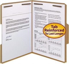 SMEAD - 8-1/2 x 11", Letter Size, Brown, File Folders with Top Tab - 11 Point Stock, Assorted Tab Cut Location - Industrial Tool & Supply