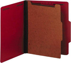 UNIVERSAL - 8-1/2 x 11", Letter Size, Ruby Red, Classification Folders with Top Tab Fastener - 25 Point Stock, Right of Center Tab Cut Location - Industrial Tool & Supply