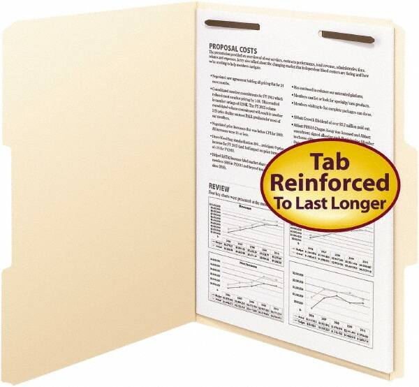SMEAD - 8-1/2 x 11", Letter Size, Manila, File Folders with Top Tab - 11 Point Stock, Assorted Tab Cut Location - Industrial Tool & Supply