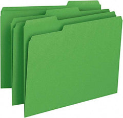 SMEAD - 8-1/2 x 11", Letter Size, Green, File Folders with Top Tab - 11 Point Stock, Assorted Tab Cut Location - Industrial Tool & Supply