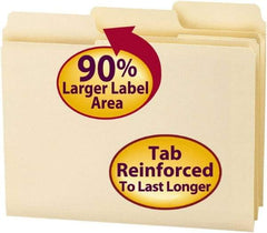 SMEAD - 8-1/2 x 11", Letter Size, Manila, File Folders with Top Tab - 11 Point Stock, Assorted Tab Cut Location - Industrial Tool & Supply