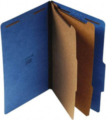 UNIVERSAL - 9-1/4 x 14-3/4", Legal, Cobalt Blue, Classification Folders with Top Tab Fastener - 25 Point Stock, Right of Center Tab Cut Location - Industrial Tool & Supply