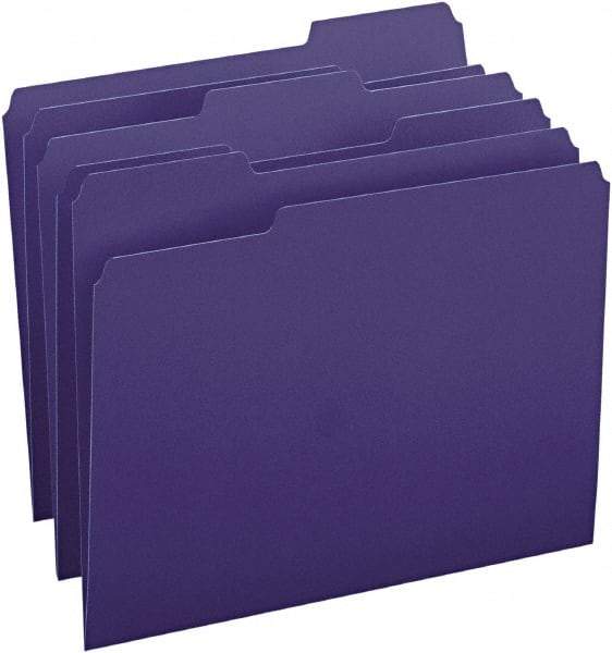 SMEAD - 8-1/2 x 11", Letter Size, Navy Blue, File Folders with Top Tab - 11 Point Stock, Assorted Tab Cut Location - Industrial Tool & Supply