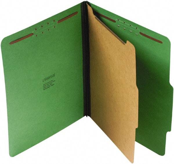 UNIVERSAL - 8-1/2 x 11", Letter Size, Emerald Green, Classification Folders with Top Tab Fastener - 25 Point Stock, Right of Center Tab Cut Location - Industrial Tool & Supply