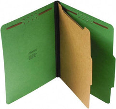 UNIVERSAL - 8-1/2 x 11", Letter Size, Emerald Green, Classification Folders with Top Tab Fastener - 25 Point Stock, Right of Center Tab Cut Location - Industrial Tool & Supply